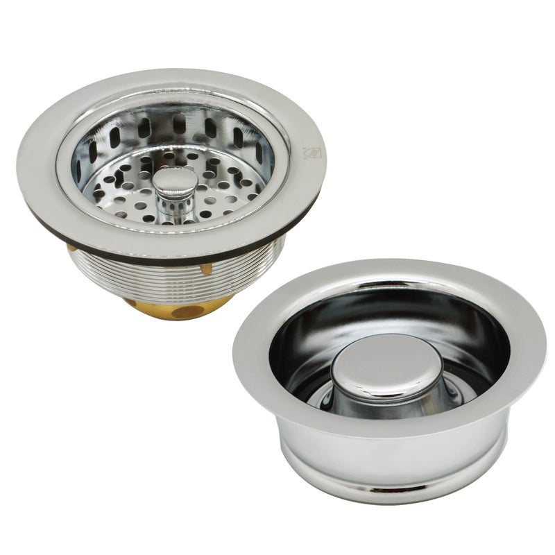 Westbrass D2165-05 Post Style Large Kitchen Basket Strainer with Waste Disposal Flange and Stopper, Polished Nickel - Image 1